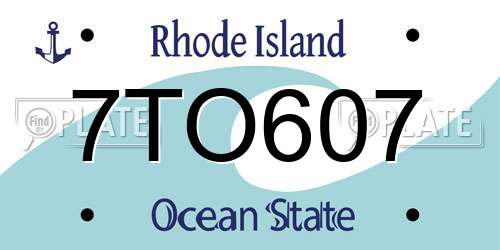 7TO607 Rhode Island License Plate