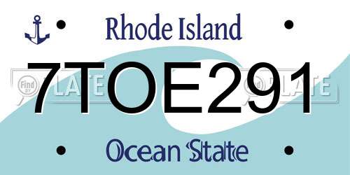 7TOE291 Rhode Island License Plate