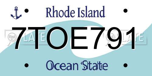 7TOE791 Rhode Island License Plate