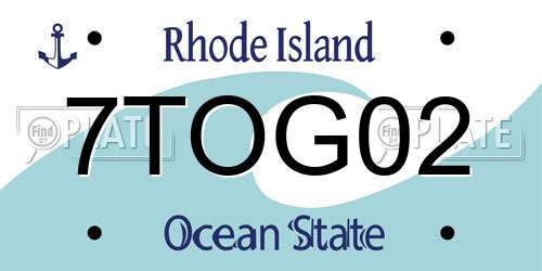 7TOG02 Rhode Island License Plate
