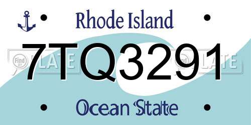 7TQ3291 Rhode Island License Plate