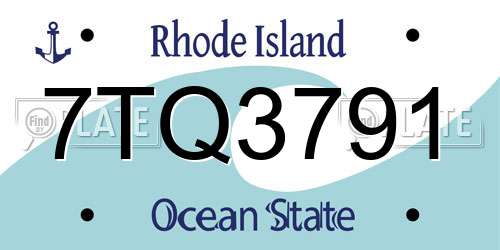 7TQ3791 Rhode Island License Plate