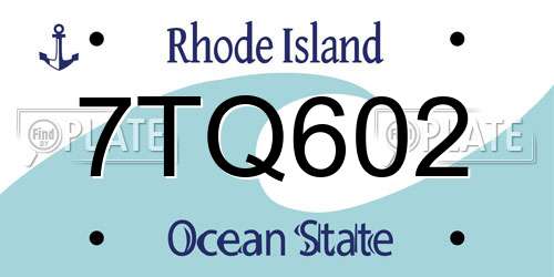 7TQ602 Rhode Island License Plate
