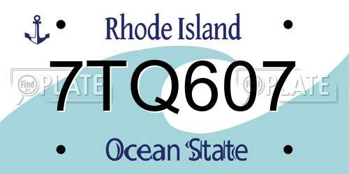 7TQ607 Rhode Island License Plate