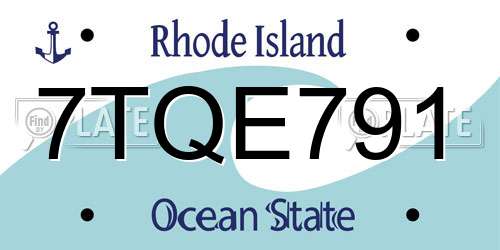7TQE791 Rhode Island License Plate