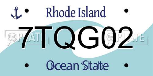 7TQG02 Rhode Island License Plate