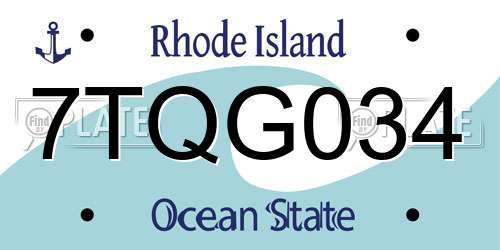 7TQG034 Rhode Island License Plate