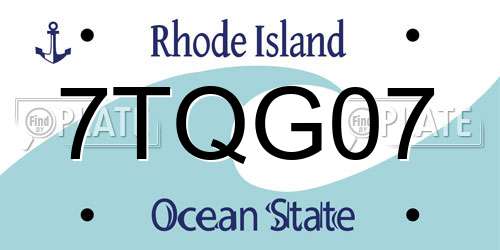 7TQG07 Rhode Island License Plate