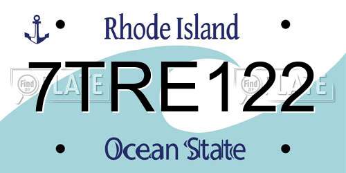 7TRE122 Rhode Island License Plate
