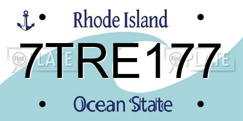 7TRE177 Rhode Island License Plate