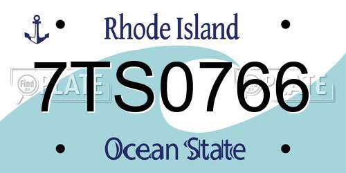 7TS0766 Rhode Island License Plate