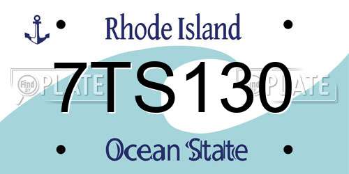 7TS130 Rhode Island License Plate