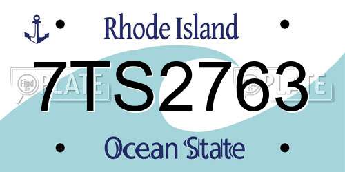 7TS2763 Rhode Island License Plate