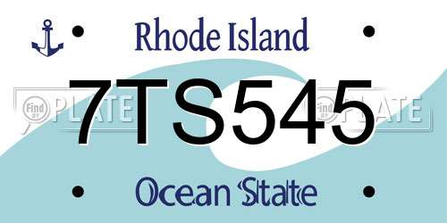 7TS545 Rhode Island License Plate