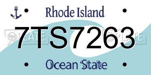 7TS7263 Rhode Island License Plate