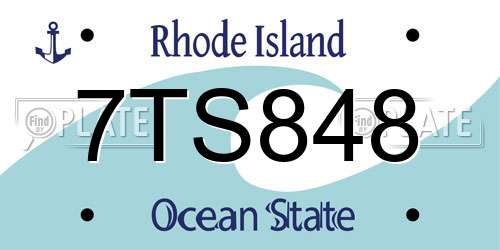 7TS848 Rhode Island License Plate