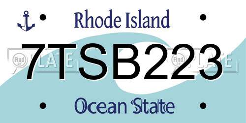 7TSB223 Rhode Island License Plate
