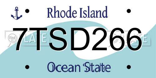 7TSD266 Rhode Island License Plate