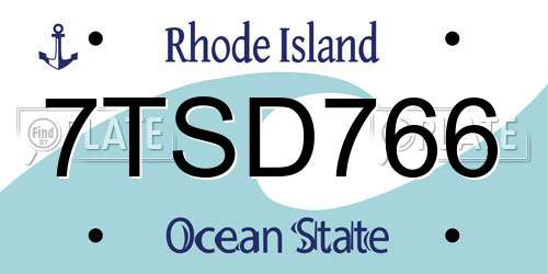 7TSD766 Rhode Island License Plate