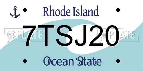 7TSJ20 Rhode Island License Plate