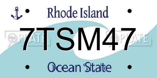 7TSM47 Rhode Island License Plate