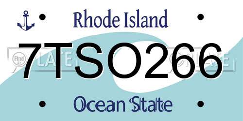7TSO266 Rhode Island License Plate