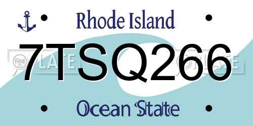 7TSQ266 Rhode Island License Plate