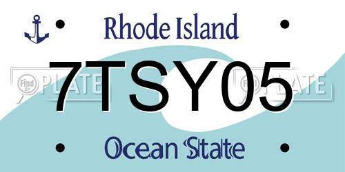 7TSY05 Rhode Island License Plate