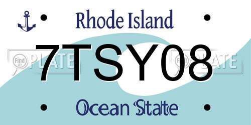 7TSY08 Rhode Island License Plate
