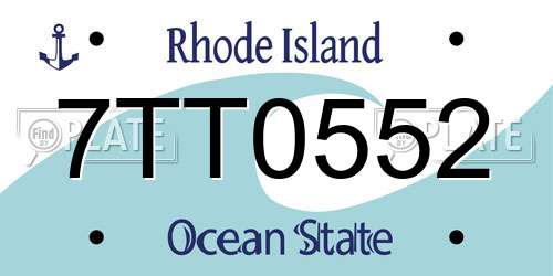 7TT0552 Rhode Island License Plate