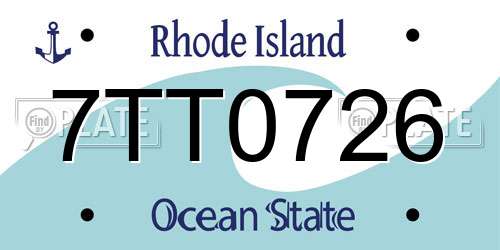7TT0726 Rhode Island License Plate