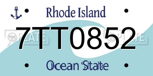 7TT0852 Rhode Island License Plate