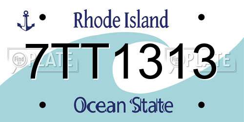 7TT1313 Rhode Island License Plate