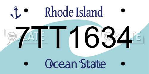 7TT1634 Rhode Island License Plate