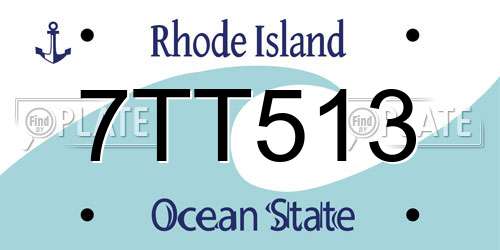7TT513 Rhode Island License Plate