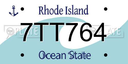 7TT764 Rhode Island License Plate