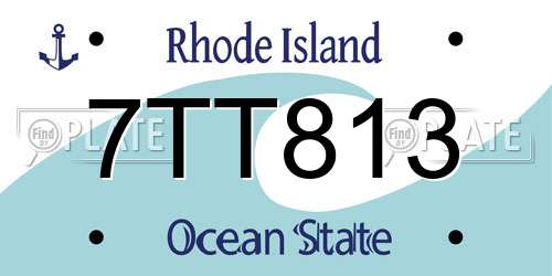 7TT813 Rhode Island License Plate