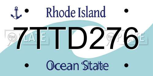 7TTD276 Rhode Island License Plate
