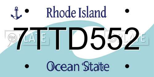7TTD552 Rhode Island License Plate