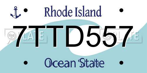 7TTD557 Rhode Island License Plate