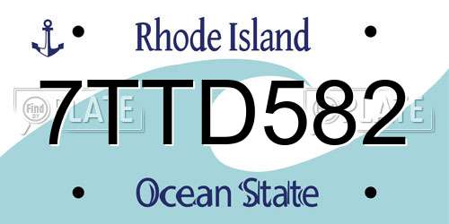7TTD582 Rhode Island License Plate