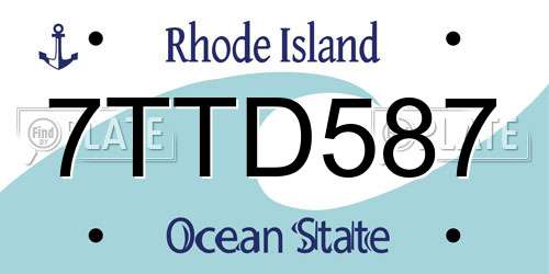 7TTD587 Rhode Island License Plate