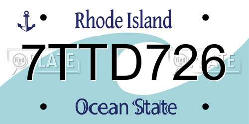 7TTD726 Rhode Island License Plate