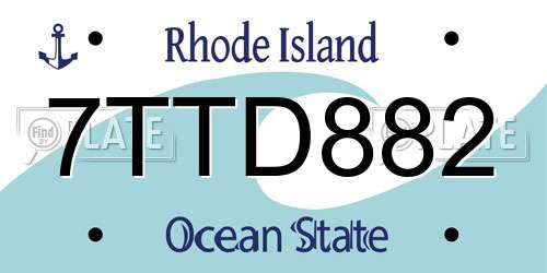 7TTD882 Rhode Island License Plate