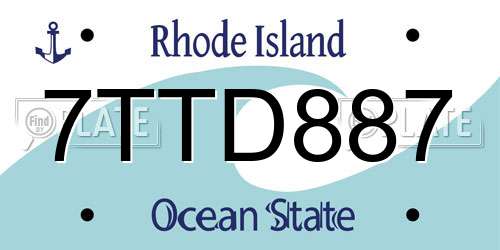 7TTD887 Rhode Island License Plate