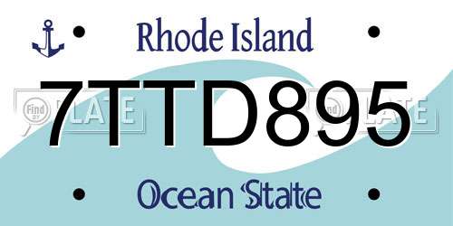 7TTD895 Rhode Island License Plate