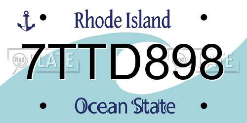 7TTD898 Rhode Island License Plate