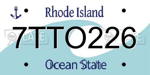 7TTO226 Rhode Island License Plate