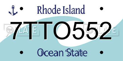 7TTO552 Rhode Island License Plate