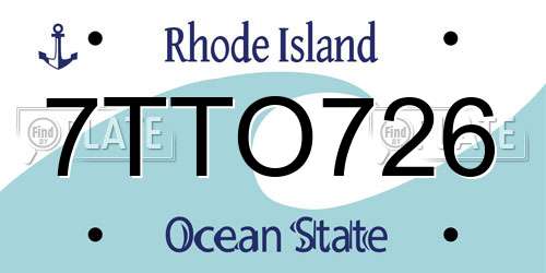 7TTO726 Rhode Island License Plate